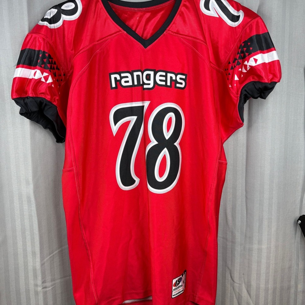 Rangers #78 football  Jersey Size men's Large red black game day costume‎
